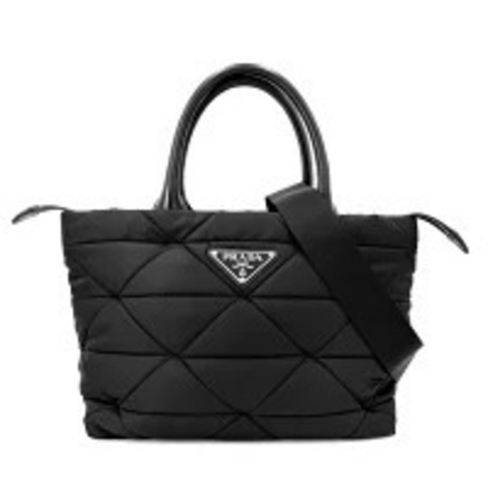 Prada Re Padded 2Way Shoulder Tote Bag Triangle Leather 2Way Crossbody Bag Black